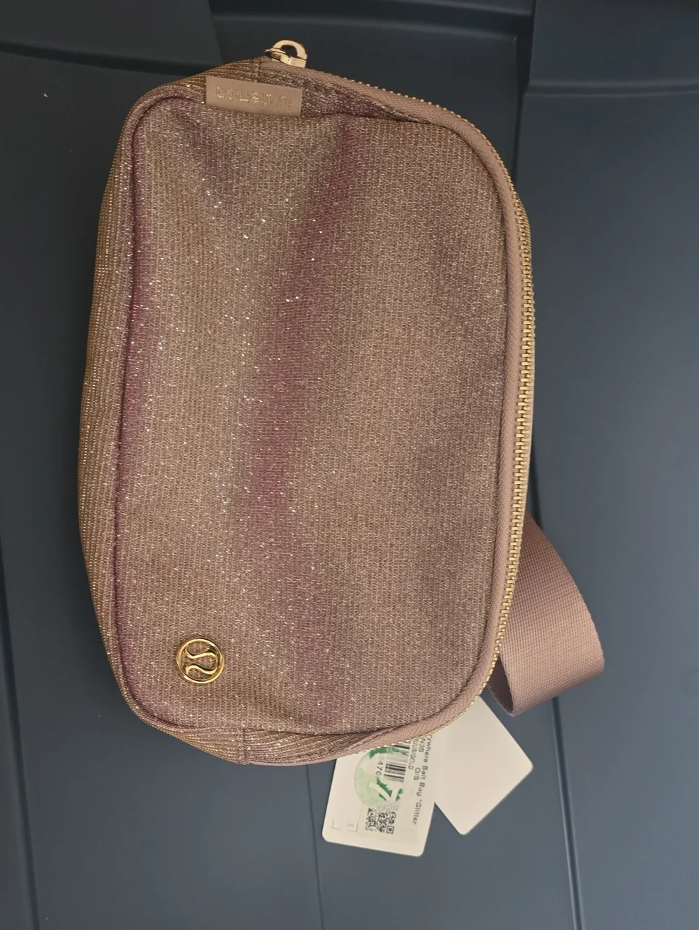 lululemon athletica metallic rose gold crossbody bag